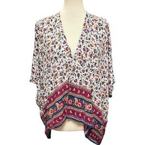 Forever 21 Paisley Boho Kimono Cardigan Drape Open Front Lightweight – Size S